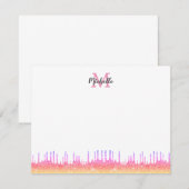 Moderne roze ombre glitter Strijdt Manuscript Mono Notitiekaartje (Voorkant / Achterkant)