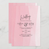 Moderne roze ombré trouwuitnodigingen met ijs-effe kaart (Voorkant / Achterkant)