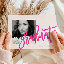 Moderne roze ombre Typografie Foto Afstudeerder Pa