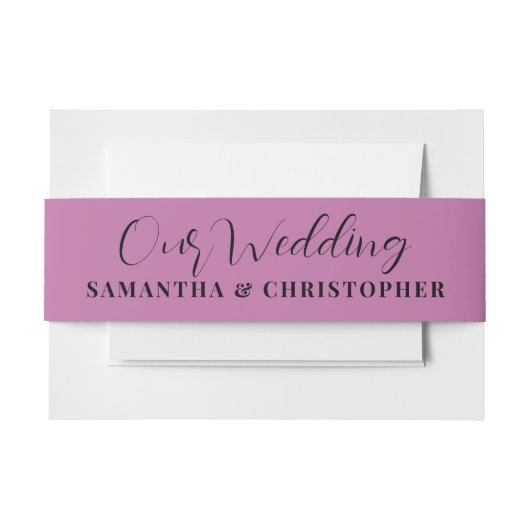 Moderne roze onze bruiloft kalligrafie uitnodigingen wikkel (Voorkant Voorbeeld)