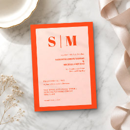 Moderne roze oranje aardetonen bruiloft kaart