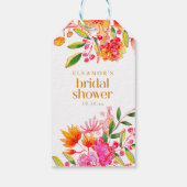 Moderne Roze Oranje Aquarel Bloem Bruidsdouche Cadeaulabel (Achterkant)