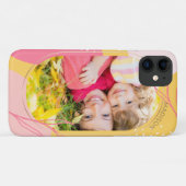 Moderne Roze Oranje Bloem Foto Persoonlijke Naam Case-Mate iPhone Case (Achterkant (horizontaal))