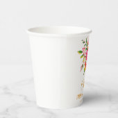 Moderne Roze Oranje Bloemige Bruiloftsbruiloft Aan Papieren Bekers (Rechts)