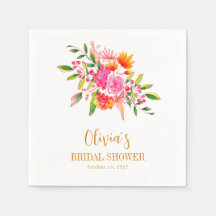 Moderne Roze Oranje Bloemige Bruiloftsdouche Aange