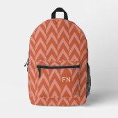 Moderne Roze & Oranje Chevron Monogram Initialen Bedrukte Rugzak (Voorkant)