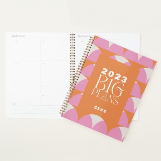 Moderne roze oranje geometrische grote plannen planner (Display)