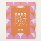 Moderne roze oranje geometrische grote plannen planner (Achterkant)
