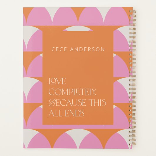 Moderne roze oranje geometrische liefde volledig g planner (Achterkant)