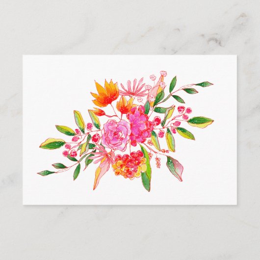 Moderne roze Oranje groene ridderbruiloft - detail Informatiekaartje (Achterkant)