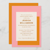 Moderne Roze Oranje klasse van de Graduation Party Kaart (Voorkant / Achterkant)