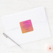 Moderne roze Oranje lijst met ingrediënten Vierkante Sticker (Envelop)