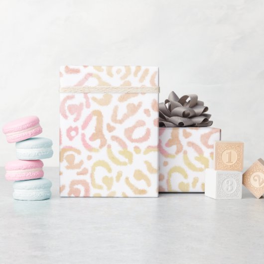 Moderne roze Oranje luipaard Cadeaupapier (Baby Shower)