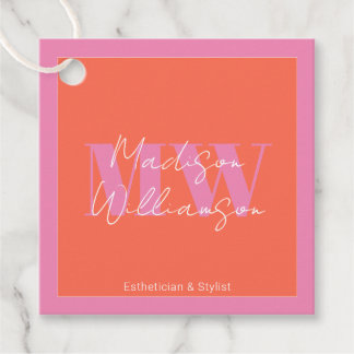Moderne Roze Oranje Minimalistische Script Bedankjes Labels