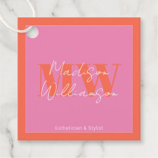 Moderne Roze Oranje Minimalistische Script Bedankjes Labels