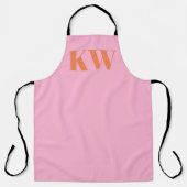 Moderne Roze Oranje Monogram Beginletters Geperson Schort (Voorkant)