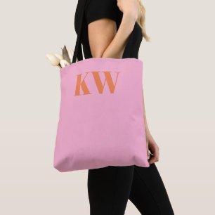 Moderne Roze Oranje Monogram Beginletters Geperson Tote Bag