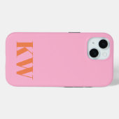 Moderne Roze Oranje Monogram Eerste Letters Gepers Case-Mate iPhone Case (Achterkant (horizontaal))