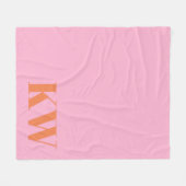 Moderne Roze Oranje Monogram Eerste Letters Gepers Fleece Deken (Voorkant (Horizontaal))