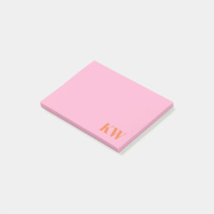 Moderne Roze Oranje Monogram Eerste Letters Gepers Post-it® Notes