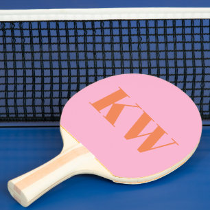 Moderne Roze Oranje Monogram Eerste Letters Gepers Tafeltennisbatje