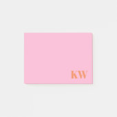 Moderne Roze Oranje Monogram Eerste Letters Persoo Post-it® Notes (Voorkant)