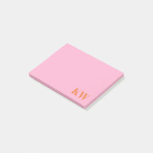 Moderne Roze Oranje Monogram Eerste Letters Persoo