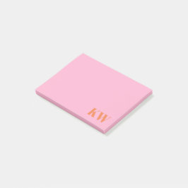 Moderne Roze Oranje Monogram Eerste Letters Persoo Post-it® Notes