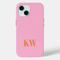 Moderne Roze Oranje Monogram Initiaal Gepersonalis