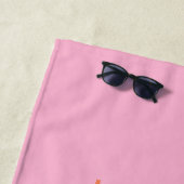 Moderne Roze Oranje Monogram Initiaal Gepersonalis Strandlaken (In situ)