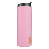 Moderne Roze Oranje Monogram Initiaal Gepersonalis Thermosbeker (Gedraaid links)