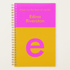 Moderne Roze Oranje Monogram Initiaal Planner