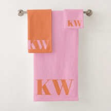 Moderne roze Oranje monogram Initialen op maat