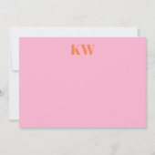 Moderne roze Oranje monogram Initialen op maat Bedankkaart (Voorkant)