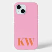Moderne roze Oranje monogram Initialen op maat Case-Mate iPhone Case (Achterkant)