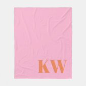 Moderne roze Oranje monogram Initialen op maat Fleece Deken (Voorkant)