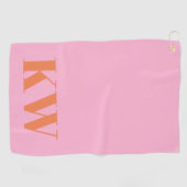 Moderne roze Oranje monogram Initialen op maat Golfhanddoek (Horizontaal)