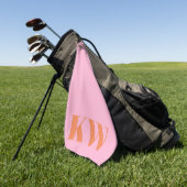 Moderne roze Oranje monogram Initialen op maat Golfhanddoek (Groen)