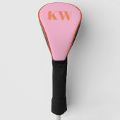Moderne roze Oranje monogram Initialen op maat Golfheadcover (Voorkant)