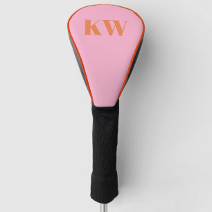 Moderne roze Oranje monogram Initialen op maat Golfheadcover