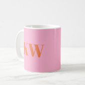Moderne roze Oranje monogram Initialen op maat Koffiemok (Voorkant links)