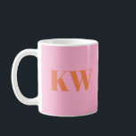 Moderne roze Oranje monogram Initialen op maat Koffiemok<br><div class="desc">Modern Roze Sinaasappel Monogram Initialen Gepersonaliseerde Koffie Mok</div>