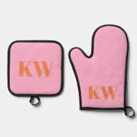 Moderne roze Oranje monogram Initialen op maat