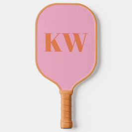 Moderne roze Oranje monogram Initialen op maat Pickleball Paddle