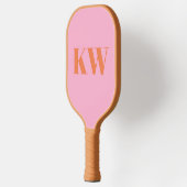 Moderne roze Oranje monogram Initialen op maat Pickleball Paddle (Links)