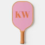 Moderne roze Oranje monogram Initialen op maat Pickleball Paddle (Achterkant)