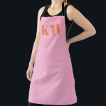 Moderne roze Oranje monogram Initialen op maat Schort<br><div class="desc">Modern Roze Sinaasappel Monogram Initialen Gepersonaliseerd Schort</div>