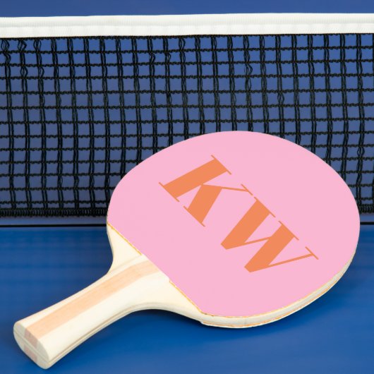 Moderne roze Oranje monogram Initialen op maat Tafeltennisbatje (Insitu)