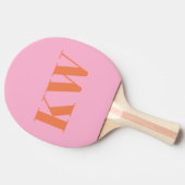 Moderne roze Oranje monogram Initialen op maat Tafeltennisbatje (Zijkant)