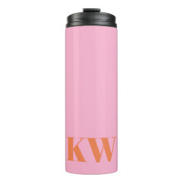 Moderne roze Oranje monogram Initialen op maat Thermosbeker